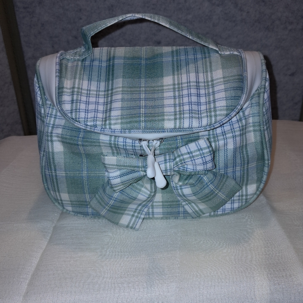Plaid Green and White And A Pink And White Travel Bag